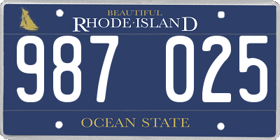 RI license plate 987025