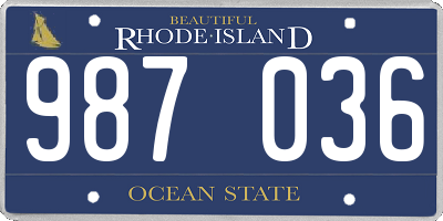 RI license plate 987036