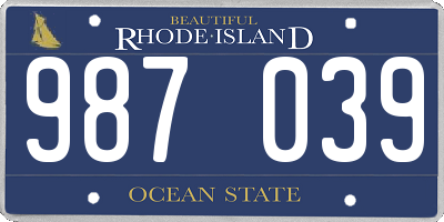 RI license plate 987039