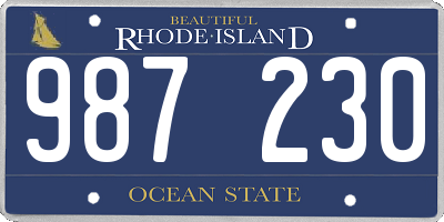 RI license plate 987230