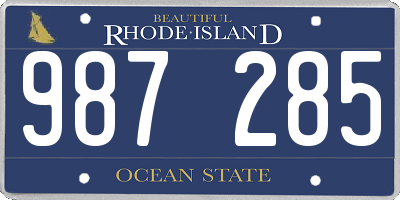 RI license plate 987285