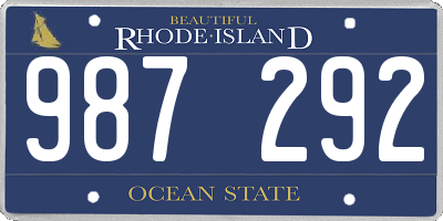 RI license plate 987292