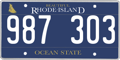 RI license plate 987303