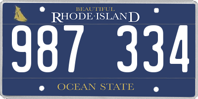 RI license plate 987334