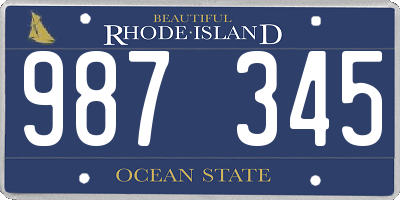 RI license plate 987345