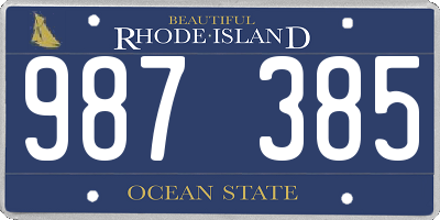 RI license plate 987385