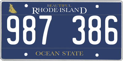 RI license plate 987386