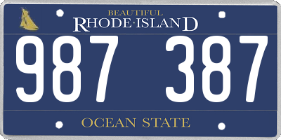 RI license plate 987387