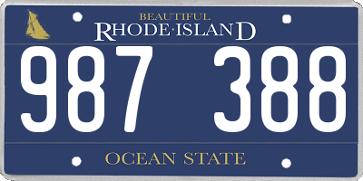 RI license plate 987388