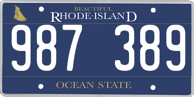 RI license plate 987389