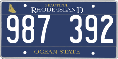 RI license plate 987392