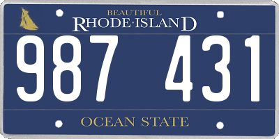 RI license plate 987431