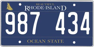 RI license plate 987434