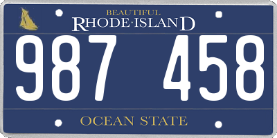 RI license plate 987458