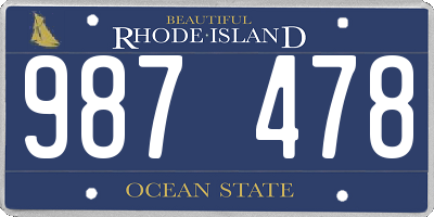 RI license plate 987478