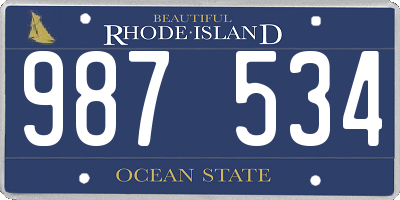 RI license plate 987534