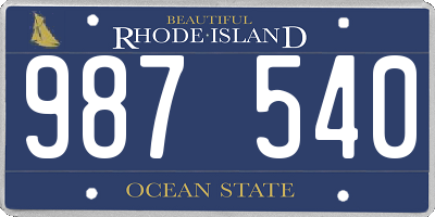 RI license plate 987540