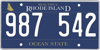 RI license plate 987542