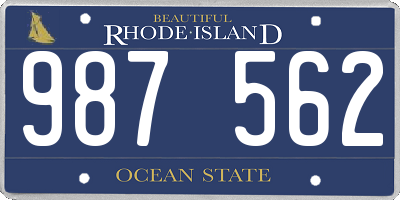 RI license plate 987562