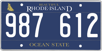 RI license plate 987612