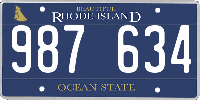 RI license plate 987634