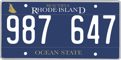 RI license plate 987647