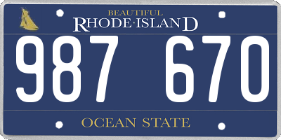 RI license plate 987670