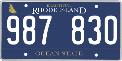 RI license plate 987830