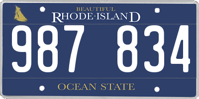 RI license plate 987834