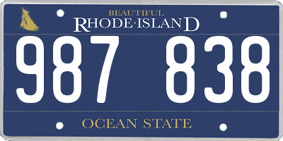 RI license plate 987838