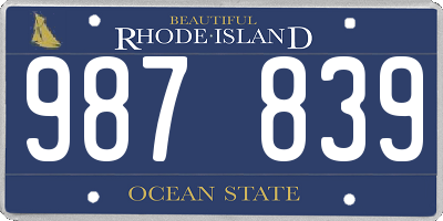 RI license plate 987839