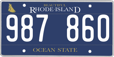 RI license plate 987860