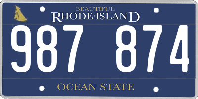 RI license plate 987874