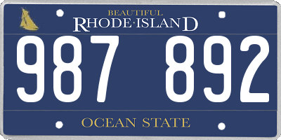 RI license plate 987892