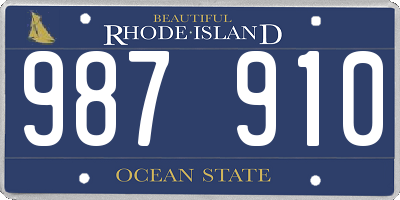 RI license plate 987910