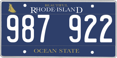 RI license plate 987922