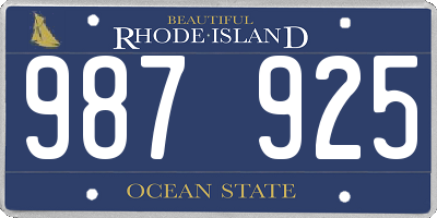 RI license plate 987925