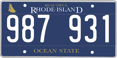 RI license plate 987931