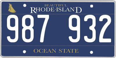 RI license plate 987932