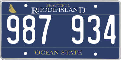 RI license plate 987934