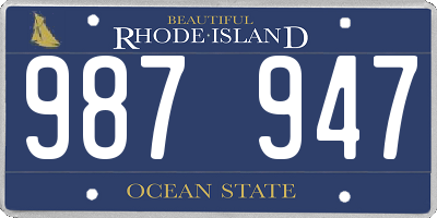 RI license plate 987947