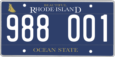 RI license plate 988001