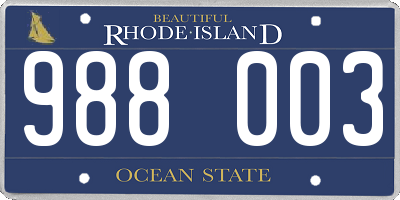 RI license plate 988003