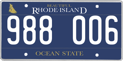 RI license plate 988006