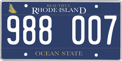 RI license plate 988007