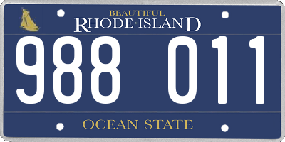 RI license plate 988011