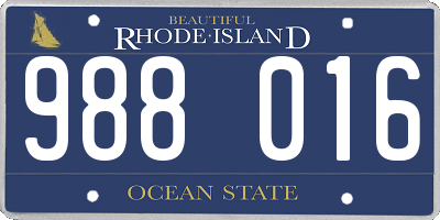 RI license plate 988016