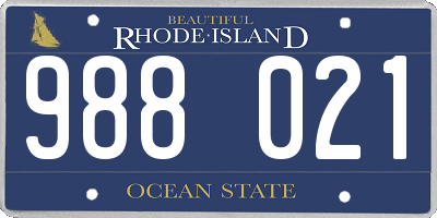 RI license plate 988021