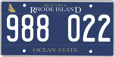 RI license plate 988022