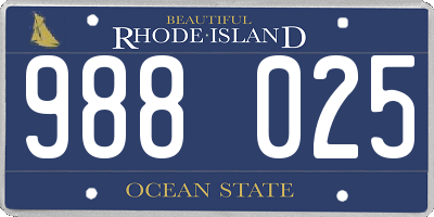 RI license plate 988025